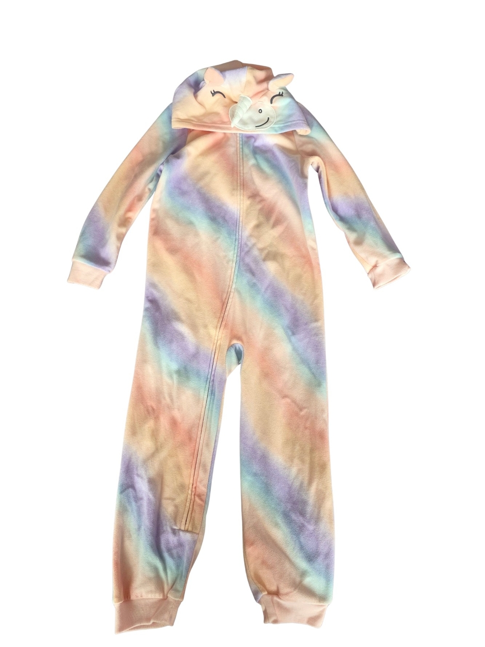 Pastel Unicorn Tie-Dye Kids One-Piece Footie Pajamas - White/Multicolor